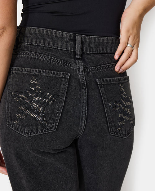Jean straight avec étoiles zébrées en strass - PIMKIE - 3