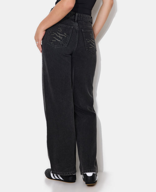 Jean straight avec étoiles zébrées en strass - PIMKIE - 6
