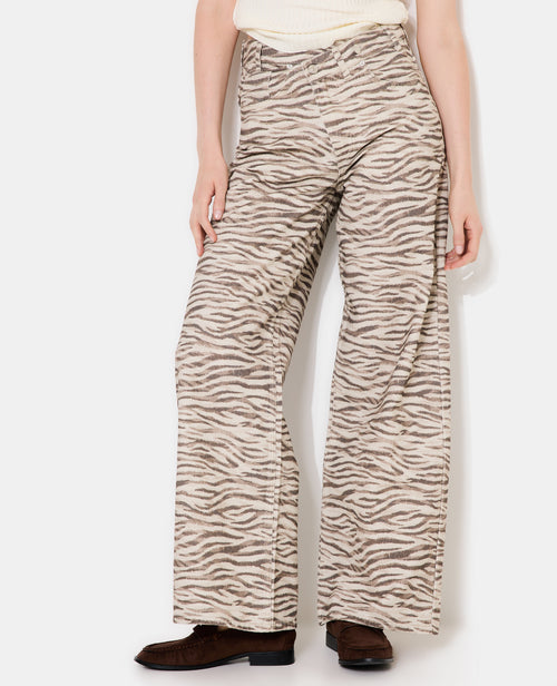 Jean wide motif zèbre avec ceinture décalée - PIMKIE - 5