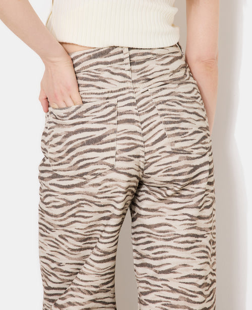 Jean wide motif zèbre avec ceinture décalée - PIMKIE - 9