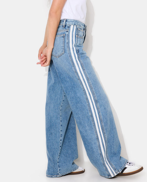 Jean wide taille medium avec bandes contrastées - PIMKIE - 2