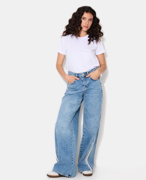 Jean wide taille medium avec bandes contrastées - PIMKIE - 5