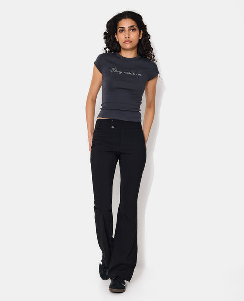 Pantalon flare taille basse en tissu stretch - PIMKIE - 1