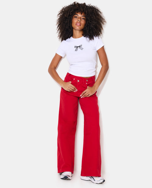 Jean wide taille haute avec ceinture décalée - PIMKIE - 1
