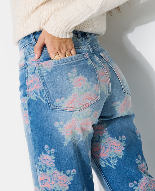 Jean straight taille medium avec fleurs colorées - PIMKIE - 3