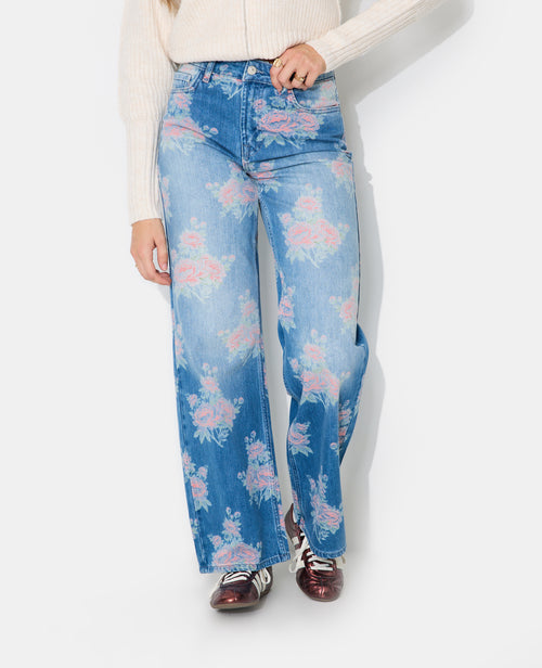 Jean straight taille medium avec fleurs colorées - PIMKIE - 5