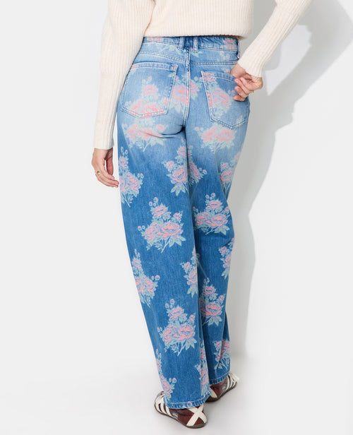 Jean straight taille medium avec fleurs colorées - PIMKIE - 6