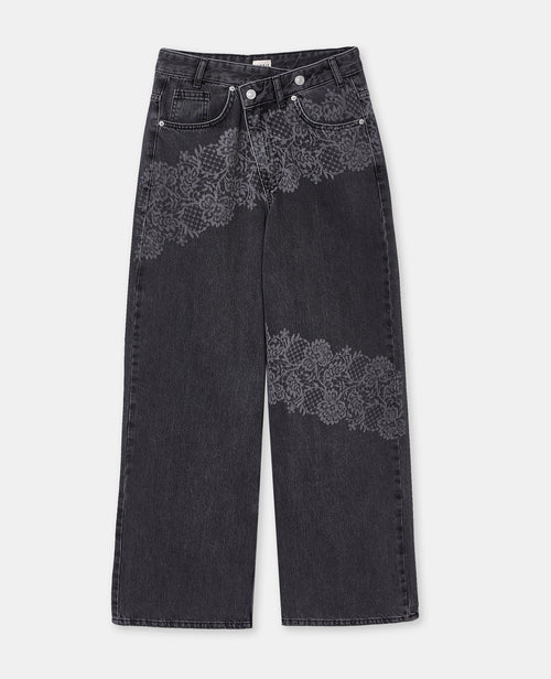 Jean taille décalée avec fleurs effet dentelle - PIMKIE - 4