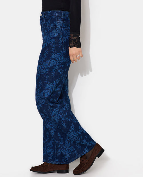 Jean straight taille haute motif fleurs - PIMKIE - 2