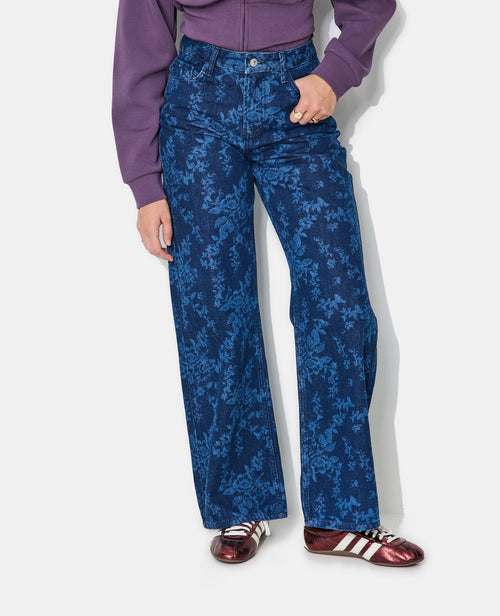 Jean straight taille haute motif fleurs - PIMKIE - 5