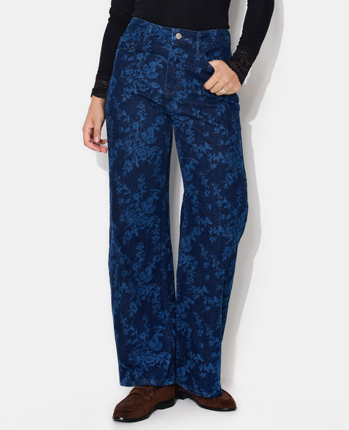Jean straight taille haute motif fleurs - PIMKIE - 5