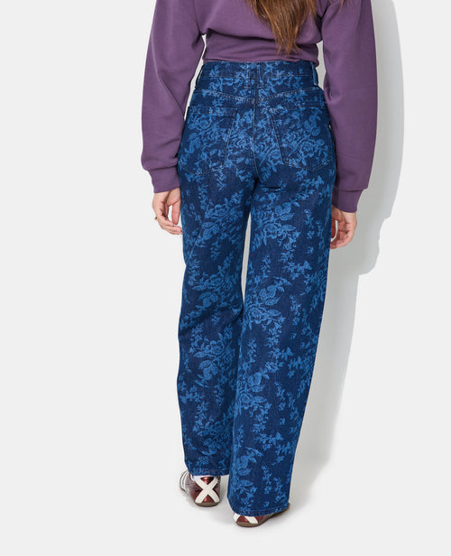 Jean straight taille haute motif fleurs - PIMKIE - 6