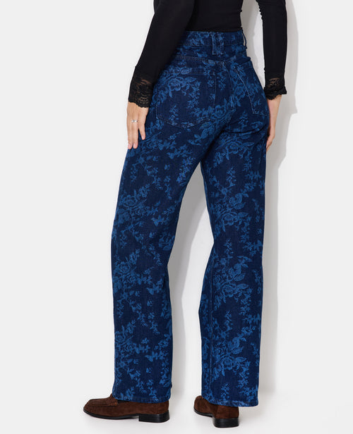 Jean straight taille haute motif fleurs - PIMKIE - 6