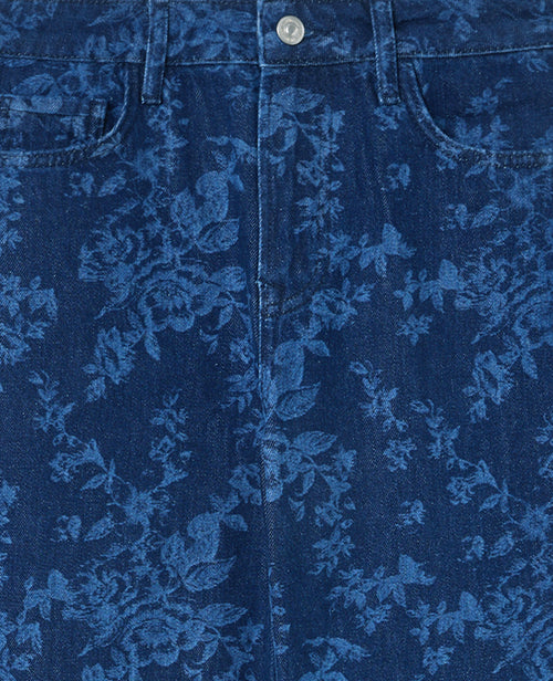 Jean straight taille haute motif fleurs - PIMKIE - 1