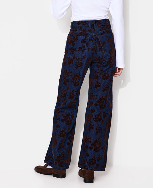 Jean straight taille haute avec fleurs velours - PIMKIE - 6