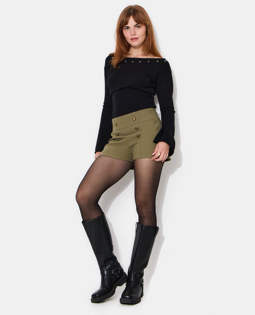 Mini-short taille haute esprit officier - PIMKIE - 1