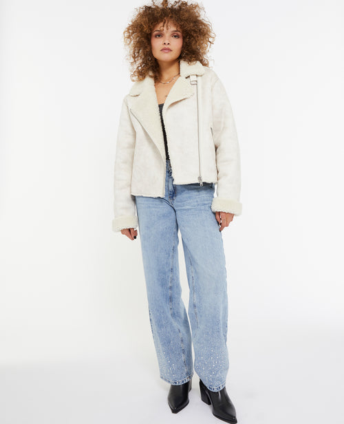 Blouson en suédine et sherpa façon peau lainée - PIMKIE - 1