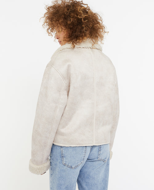 Blouson en suédine et sherpa façon peau lainée - PIMKIE - 4