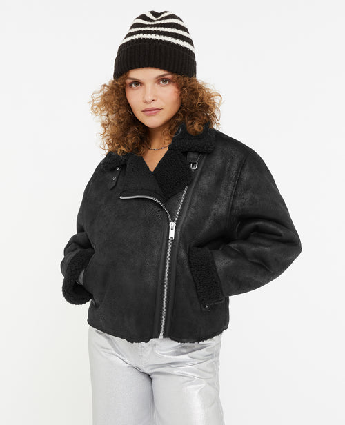 Blouson en suédine et sherpa façon peau lainée - PIMKIE - 1