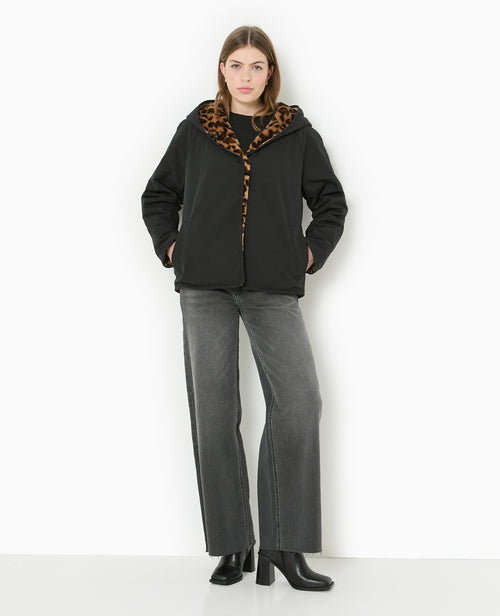 Manteau court réversible avec fourrure motif léopard - PIMKIE - 1