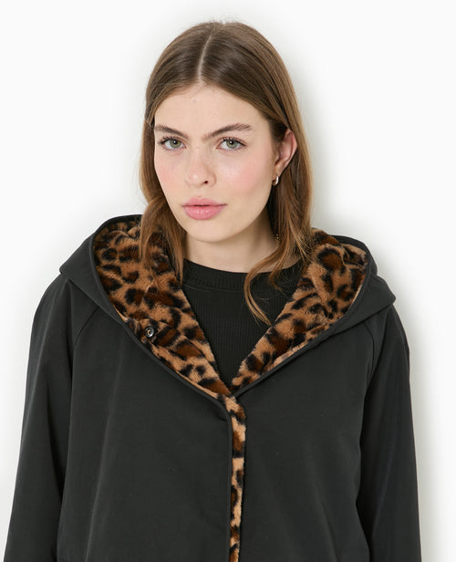 Manteau court réversible avec fourrure motif léopard - PIMKIE - 3