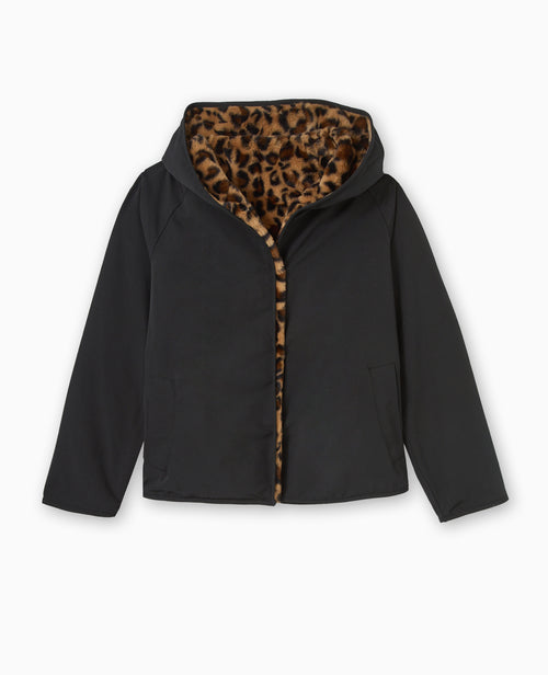 Manteau court réversible avec fourrure motif léopard - PIMKIE - 4