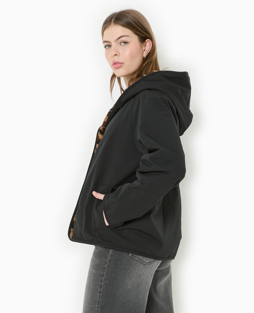 Manteau court réversible avec fourrure motif léopard - PIMKIE - 7