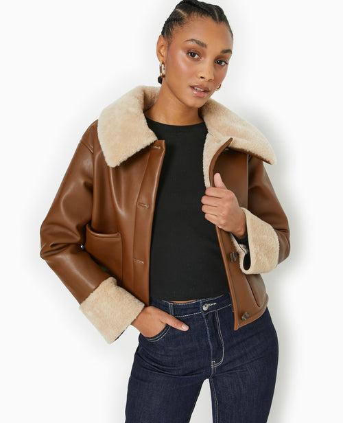 Blouson en simili avec doublure fourrure - PIMKIE - 1