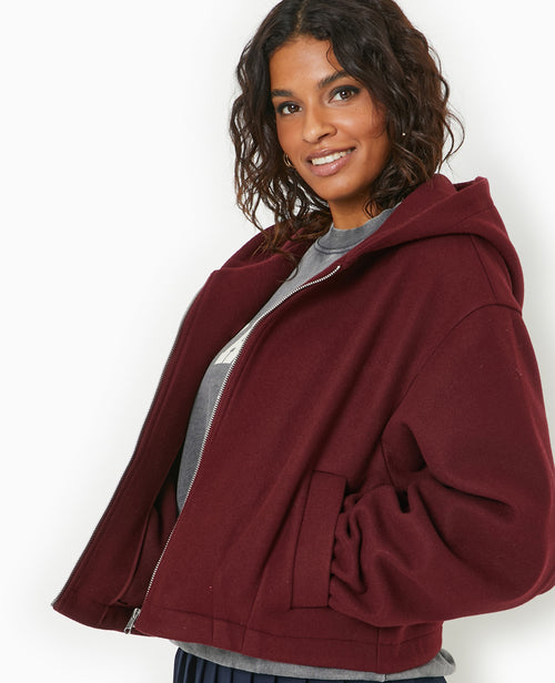 Blouson zippé avec capuche effet drap de laine - PIMKIE - 5