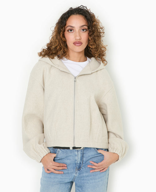 Blouson zippé avec capuche effet drap de laine - PIMKIE - 1