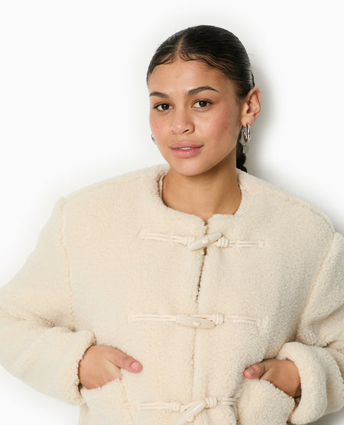 Manteau court en sherpa avec boutons duffle coat - PIMKIE - 3