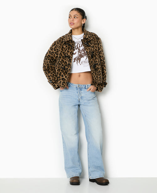 Manteau court léopard avec boutons duffle coat - PIMKIE - 1