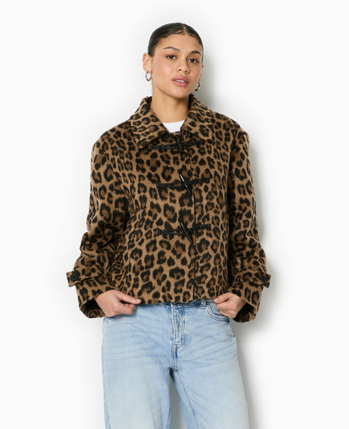 Manteau court léopard avec boutons duffle coat - PIMKIE - 5