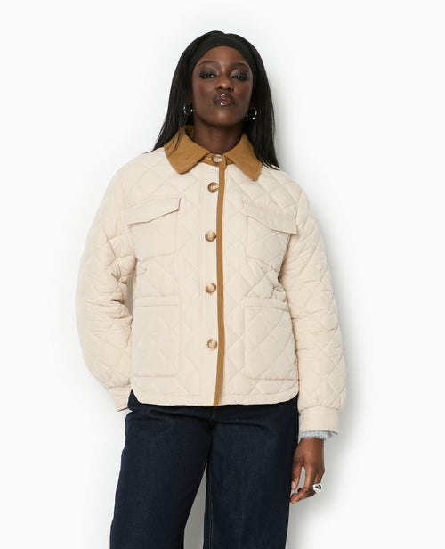Manteau court matelassé avec col velours - PIMKIE - 5