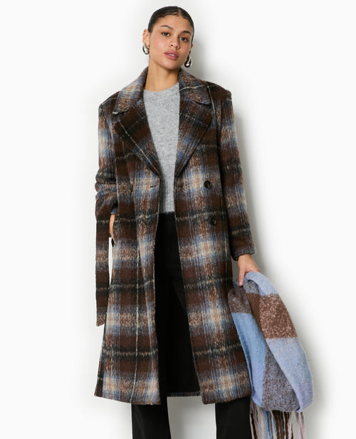 Manteau long à carreaux effet drap de laine - PIMKIE - 1