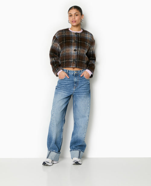 Manteau court à carreaux effet drap de laine - PIMKIE - 2