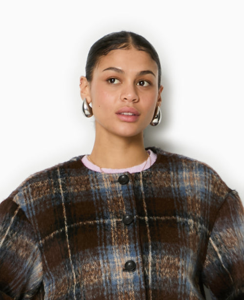 Manteau court à carreaux effet drap de laine - PIMKIE - 3