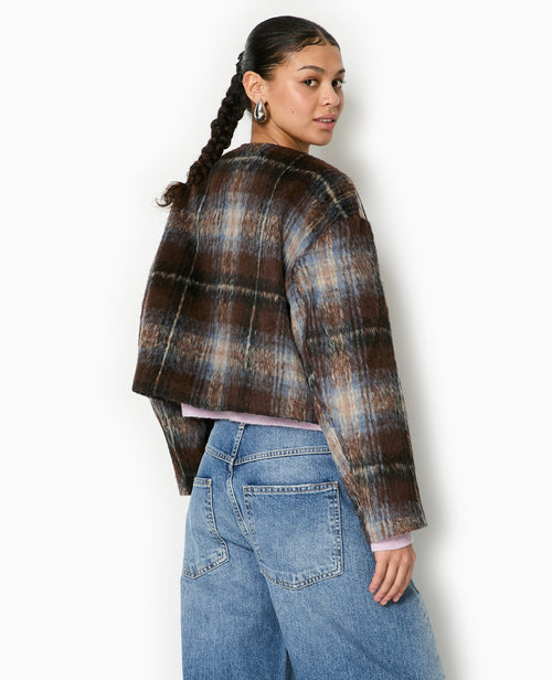 Manteau court à carreaux effet drap de laine - PIMKIE - 6