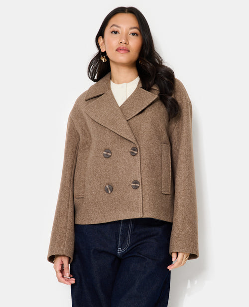 Blouson caban effet drap de laine - PIMKIE - 1