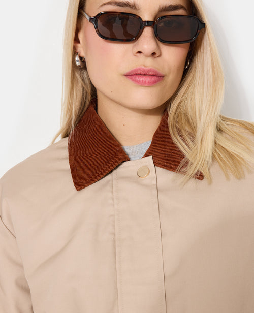 Manteau long en toile avec col velours - PIMKIE - 3