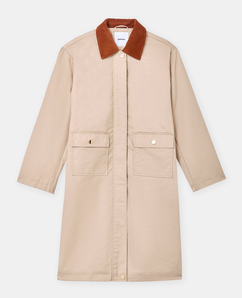 Manteau long en toile avec col velours - PIMKIE - 4