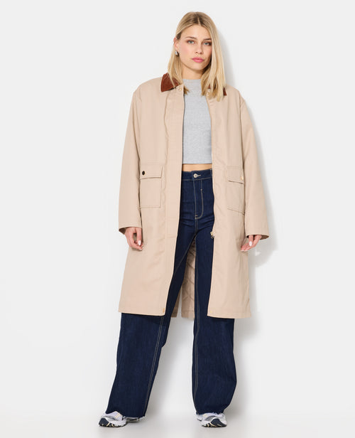 Manteau long en toile avec col velours - PIMKIE - 5