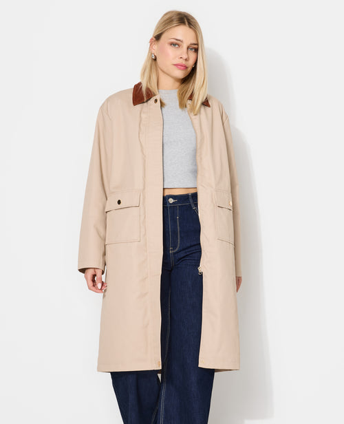 Manteau long en toile avec col velours - PIMKIE - 7
