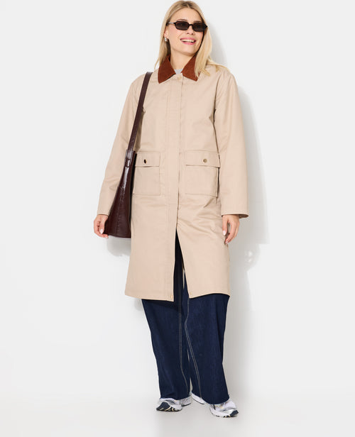 Manteau long en toile avec col velours - PIMKIE - 8