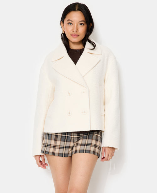 Blouson caban effet drap de laine bouclée - PIMKIE - 1