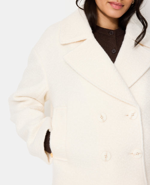 Blouson caban effet drap de laine bouclée - PIMKIE - 2