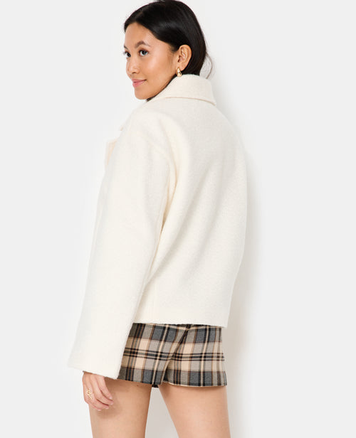 Blouson caban effet drap de laine bouclée - PIMKIE - 6