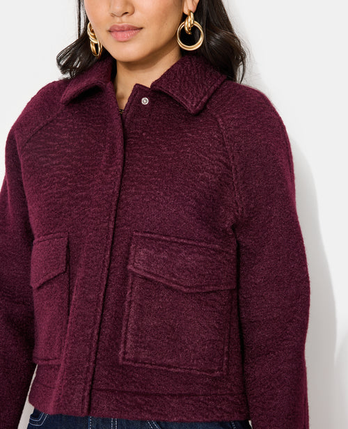 Blouson court effet drap de laine bouclée - PIMKIE - 2