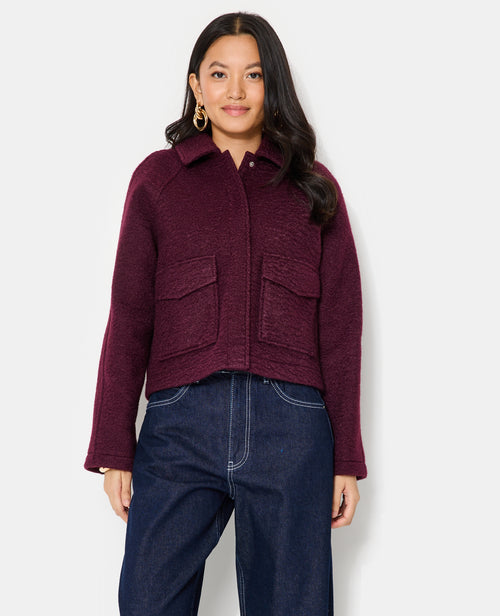 Blouson court effet drap de laine bouclée - PIMKIE - 5