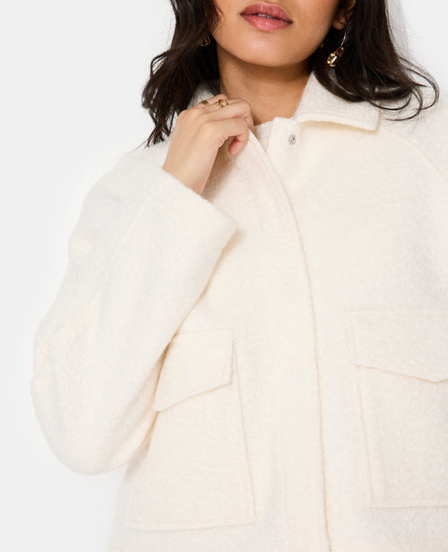 Blouson court effet drap de laine bouclée - PIMKIE - 2